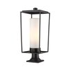 Z-Lite Sheridan 1 Light Outdoor Pier Mounted Fixture, Black & White Opal 595PHBR-533PM-BK